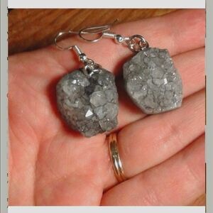 highly crystallized real quartz Geode earrings